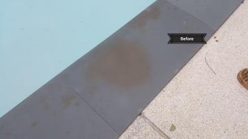 Tile Cleaning: Natural stone stained by berries, leaves and roof leaching