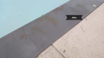 Tile Cleaning: Stains by berries, leaves and roof leaching removed using a cocktail of two solutions